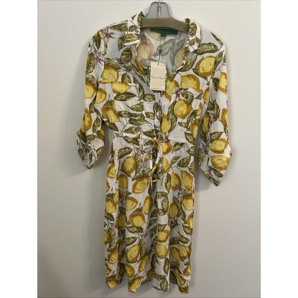 Alex & Parker Dresses & Skirts - NWT Alex & Parker Small Lemon Floral Dress, Drawstring Waist Light Cotton